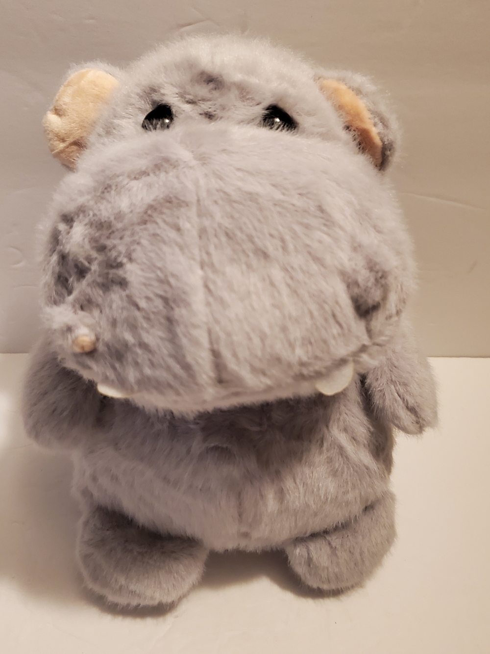 Handmade Gray Hippopotamus Stuffed Animal 12" Plush Toy, Small Soft